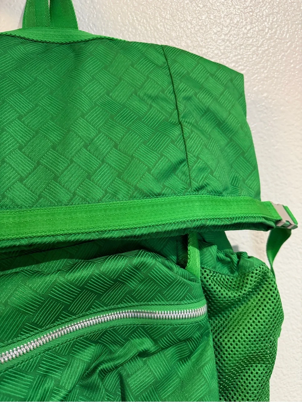 Bottega Veneta Green Woven-Texture Backpack